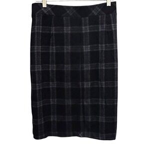 Kim Rogers XL Black Plaid Pencil Skirt Career Business Casual Office Ladies